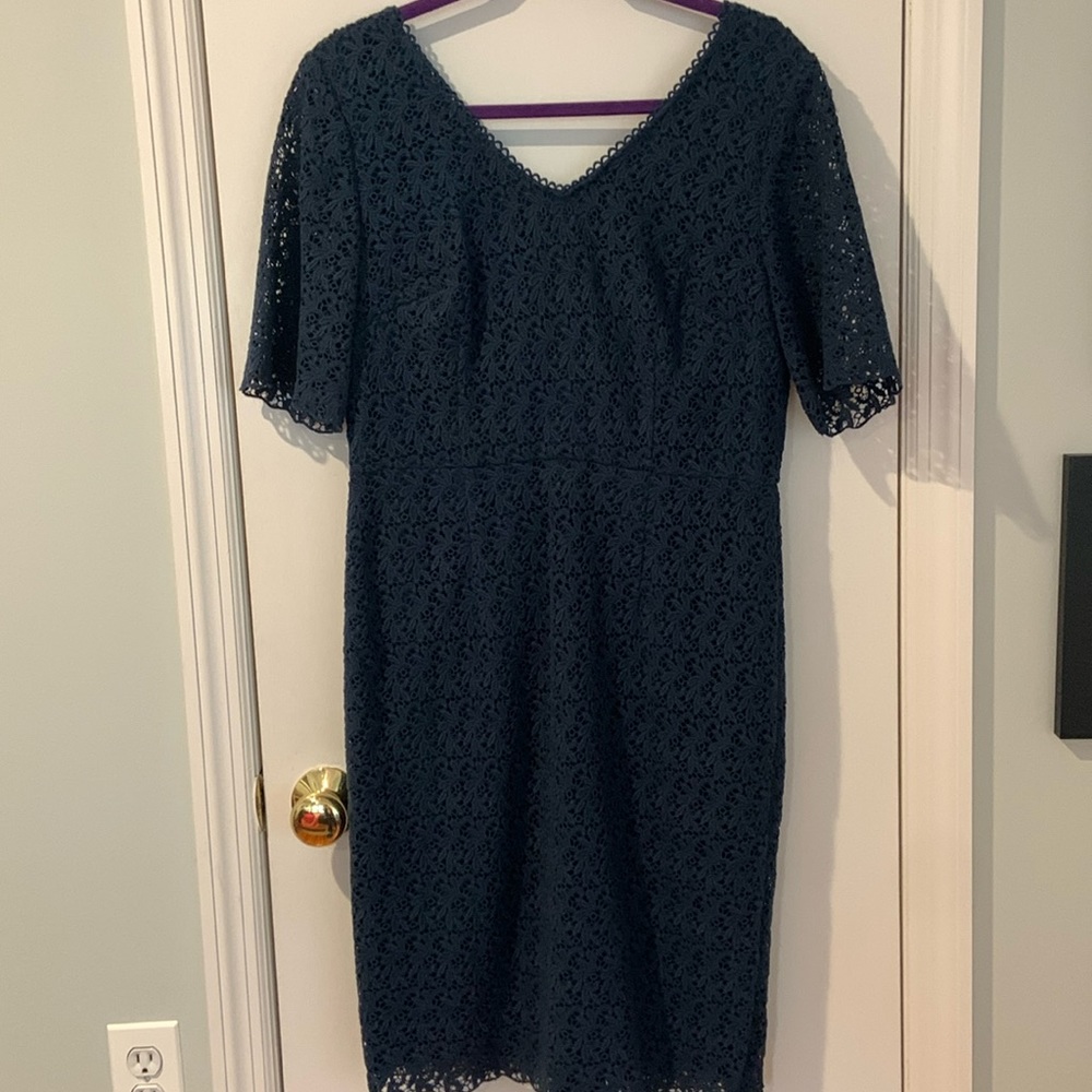 Boden Lace Shift Dress Size 10 Midnight Blue